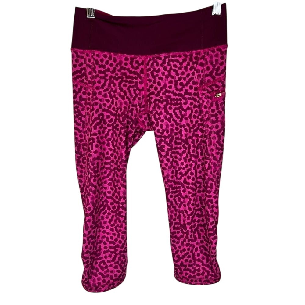 Lululemon Size 6 Ace Spot Jeweled Magenta Dashing Pink Top Speed‎ Crop Leggings